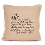 Four Leaf Clover Gift Shop Positive Affirmation Inspirational Quote | Life Is Like A Camera Motivational Quote|Cushions With Covers Included | Home Decor | Quotes | 18 x 18 Inch | Cushions For Sofa