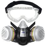 Dräger Respirator Mask Set for Chemical Gases - X-plore 3300 with ABEK1 Hg P3 gas particle filter - X-pect 4400 Safety Goggles - Protection against vapors, gases, particles & dust (Size M)