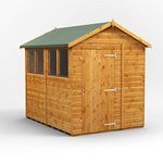 POWER High Grade Premium Apex Garden Wooden Shed with Security Features, PVC Window Sills, Door & Window Flexibility, made from Extra Thick Timber & Toughened Glass