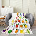 Feelyou Toddlers ABC Plush Throw Blanket, 40"x50" Kids ABC Alphabet Flannel Fleece Blanket for Boys Teens Vegetables and Fruits All Season,Bed Blanket Breathable Kawaii Cute Room Decor Quilt Cover