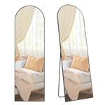 SONGMICS Full Length Mirror, 160 x 50 cm, Arched Full Body Mirror with Stand, Aluminium Alloy Frame Floor Mirror, Tempered Glass, for Bedroom, Living Room, Cloakroom, Ink Black LFM031B01