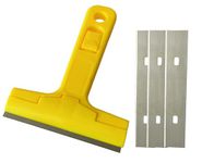 Inditrust Razor Portable Scrapper and 3 Blade with ABS Plastic Handle Tool to Remove Silicone & Paint Stains Floor Tile Grout Remover Mirror Glass Window Cleaning Device Wiper Scraper