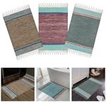 house of handmade Anti Slip Door Mat, Pure Cotton, 40X60 Cm, Machine Washable Floor Mats, Best Use In Bathroom, Kitchen, Etc. Multicolor (Combo Of 3 Pieces, Rectangular)