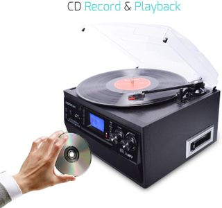 DIGITNOW Bluetooth Record Player – Vinyl Turntable with Built-In Speakers