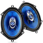 Pyle 5" x 7" Car Sound Speaker (Pair) - Upgraded Blue Poly Injection Cone 3-Way 300 Watts w/Non-fatiguing Butyl Rubber Surround 80-20Khz Frequency Response 4 Ohm & 1" ASV Voice Coil - PL573BL, Apple