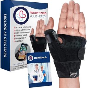 "Doctor Developed Thumb Brace for Arthritis/Thumb Splint/Thumb Support for Men & Women - Trigger Thumb Spica Splint - Thumb Splint for Right Hand/Left- FDA Medical Device & Handbook (Black, Single)"