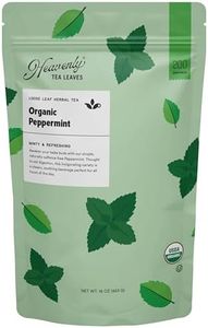 Heavenly Tea Leaves Organic Peppermint, Bulk Loose Leaf Herbal Tisane, 1 Lb. (Approx. 200 Cups) - Minty, Great For Hot Or Iced Tea, Immune & Heart Support, Gut & Digestion