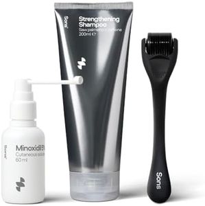 Sons Minoxidil 5%, Strengthening Shampoo and Dermaroller - Cutaneous Solution & DHT Blocking Head Wash for Male Hair Loss & Thinning - Hair Care for Thick & Strong Regrowth - 1 Month Supply