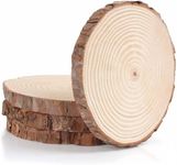 Kurtzy 4 Pack Unfinished Natural Wood Slices - 18-23cm Diameter, 20-22mm Thick - Rustic Wooden Log Discs with Bark & Smooth Finish - for Arts/Crafts, DIY, Coasters, Decorations, Christmas Ornaments