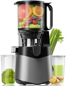 Cold Press Juicer, 5.3" Extra Large Feed Chute Fit Whole Fruits & Vegetables, 350W Slow Masticating Juicer Machines, Easy to Clean, High Juice Yield（Grey）
