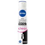 NIVEA Black & White Invisible Anti-Perspirant Spray Pack of 6 (6 x 250ml), 72hr Anti-Sweat Women's Deodorant Spray, No Stains on Black and White Clothes