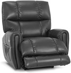 MCombo Large Lay Flat Dual Motor Power Recliner Chair with Heat and Vibration, USB and Type C Ports, Faux Leather Electric Recliner for Living Room, Infinite Position 6199 (Dark Grey)