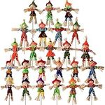 Jenaai 24 Pcs Fall Harvest Scarecrow Decor Thanksgiving Standing Scarecrow Decor Autumn Scarecrow for Garden Halloween Scarecrow Decoration Outdoor for Home, Yard, Porch, 13.4 x 6.3 Inch