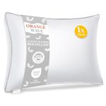 Orange Wave Duck Feather and Down Pillow – Luxury Hotel Quality Bed Pillow with Soft Medium Support,Hypoallergenic,Machine Washable,Ideal for Back & Side Sleepers,Standard (Pack of 1)