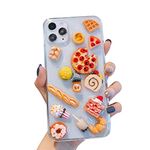 Blingy's for iPhone 15 Case, Fun 3D Pizza Pie Donut Cute Delicious Bakery Cartoon Food Design Transparent Soft TPU Protective Clear Case Compatible for iPhone 15 6.1 inch (3D Food)