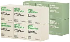 Green Generation Bamboo Facial Tissues - 3-Ply, 70 Sheets per Tissue Box, 12 Multicolor Boxes of Tissues, 840 Face Tissues - Hypoallergenic, Soft, Organic, FSC Certified, Tree Free