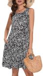 Beach Maternity Dresses for Women Summer Sleeveless Trendy Loose A Line Swing Tank Midi Dress（Black Floral，M）