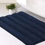 H.VERSAILTEX Striped Luxury Chenille Bathroom Mat Chenille Microfiber Absorbent Bathroom Rugs Dry Quickly Plush Rug Carpet for Tub/Toilet/Shower Machine Washable, Navy, 20x32 Inch