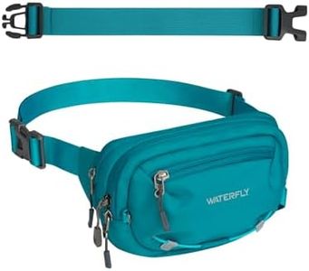 WATERFLY Small RFID Fanny Pack: 1.5L Slim Mini Anti-Theft Crossbody Waist Bag with Extender Strap, Water-Resistant Waist Pack for Men Women Travel Hiking Running-Peacock Blue