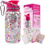 DigHealth Decorate Your Own Water Bottle for Girls with Stickers, 500 ML DIY BPA Free Aluminum Drinking Water Bottle, Kids Water Bottle Craft Kit for Girl