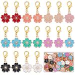 SUNNYCLUE 1 Box 50Pcs Stitch Markers Crochet Stitch Marker Enamel Sakura Flower Charms Knitting & Crochet Notions Clip On Removable Lobster Clasp Charm Locking Markers for Weaving Sewing 0.23/pc