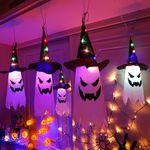 AVESSI Halloween Decorations, Outdoor Light, IP44 Waterproof Witch Hat String Lights, 5 Glowing Ghost Hat Lamps, Battery Powered Halloween Lights for Indoor Outdoor Home Party Yard Garden Tree