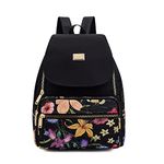 YANAIER Fashion Backpack For Women Ladies Water Repellent Nylon School Shoulder Purse Casual Daypack Rucksack Black flower