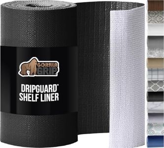 GORILLA GRIP DripGuard Shelf Liner, Non-Adhesive Drawer and Kitchen Cabinet Protector, 20x240 Inch, Strong Grip Slip Resistant Underside, Smooth Surface Liners for Cabinets, Bathrooms, Closets, Black