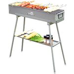 WILLBBQ Commercial Quality Portable Charcoal Grills Multiple Size Hibachi BBQ Lamb Skewer Folded Camping Barbecue Grill for Garden Backyard Party Picnic Travel Outdoor Cooking Use (31.6x7.1x5.1 inch)