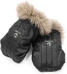 Stokke Stroller Mittens, Onyx Black - Soft Fleece Lining & Sheepskin Cuffs - Attach to All Stokke Strollers