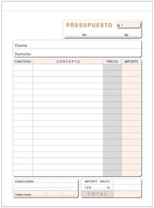 Libros Preimpresos marca Plus Office modelo TALONARIO PLUS PRESUPUESTOS 4ºNAT.DUP