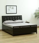 Royal Interiors Torrik Metal King Size Bed With Storage & Foam Mattress | Wrought Iron King Size Cot With Hydraulic Storage | Double Bed King Size For Bedroom With Headboard & Footboard (75X72), Black