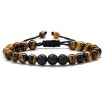 M MOOHAM Natural Stone Bracelets for Men - 8mm Tiger Eye | Matte Agate | Lava Rock Bracelets for Men Teen Boys Gifts Birthday Anniversary Father Day Gifts for Him, 7 inch, Stone, no gemstone