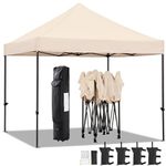 Yaheetech 3x3M Heavy Duty Pop Up Gazebo, Waterproof Commercial Shelter Tent, 500D Oxford, Steel Frame, with Wheeled Bag, 4 Weight Bags, Stakes & Ropes for Outdoor, Camping, Garden, Party, Beige