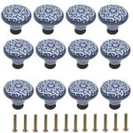 M MIMHOOY 12Pcs Ceramic Knobs for Drawer Dressers, Kitchen Cabinet Knobs Ceramic Knobs and Pulls, Decorative Pull Handles, Light Blue