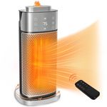 wobuzhi Space Heater, 1500W Portable Heaters for Indoor Use with Thermostat&Humidifier, 70°Oscillation, 12h Timer, Overheat&Tip-Over Protection, PTC Ceramic Electric Heater for Bedroom Home Office