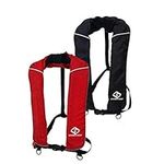 2pcs Floattop Adult Automatic Inflatable PFD Life Jacket Life Vest 150N Buoyancy with 33 Gram co2 Cylinder (1pcs Red +1pcs Black)