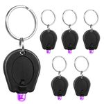 RaySoar 6 Pack Mini UV LED Keychain Flashlight, 395nm UV Light Keychain Flashlight, UV Keychain Flashlight, UV Keychain Light Black Light for Detections