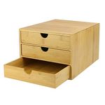 Bamboo Desk Top 3 Drawers | Bamboo Organiser | Stationary Storage Unit | Office Supplies Drawer | Eco-Friendly Makeup Holder | M&W (Slim Opening)