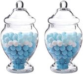 Glass Apothecary jars Decorative Wedding Jars with Lids Kitchen Canister Sets for the Wedding & Home Centerpiece Cookie Candy Buffet by Livejun Glass cookie jar Containers set of 2(45-Ounce)