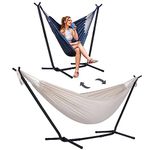 SUNCREAT 2-in-1 Hammocks Convertible Portable Double Hammock with Stand, Outdoor Hammock with Stand Included, Patent Pending, Natural
