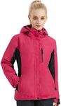 FREE SOLDIER Women's Waterproof Ski Snow Jacket Fleece Lined Warm Winter Rain Jacket with Hood Fully Taped Seams(Rose Red,M)