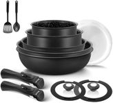 BEZIA Induction Cookware Set 13 Pieces, Nonstick Pots and Pans Set with Removable Handles, for All Hobs, Stackable Design, Dishwasher/Oven Safe, PFAS Free