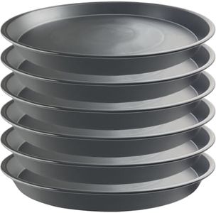 Garrdeen 6 Pack 15 Inch Gray Plant Saucer Trays, Heavy Duty Plastic Planter Bases for Big Flower Pots, Durable Water Catcher Plates Indoor Outdoor Use