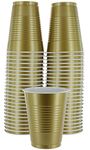 Disposable Plastic Cups, Gold Colored Plastic Cups, 18-Ounce Plastic Party Cups, Strong and Sturdy Disposable Cups for Party, Wedding, Thanksgiving Day, Christmas, Halloween Party Cup, 50 Pack - By Amcrate