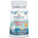 Nordic Naturals, Children's DHA, 250mg Omega-3 from Cod Liver Oil, Strawberry Flavour, with EPA and DHA, 180 Softgels, Soy Free, Gluten Free, Non-GMO