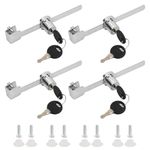 Vivarium Lock, 4 Pack Glass Door Locks, Glass Cabinet Locks, Sliding Blade Saw Lock with Key, Ratchet Lock Cabinet Glass Door Lock, Suitable for All Kinds of Glass Cabinets, Display Cabinets, Silver