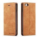 QLTYPRI Case for iPhone 6 iPhone 6S, Premium PU Leather Cover TPU Bumper with Card Holder Kickstand Hidden Magnetic Adsorption Flip Wallet Case Cover for iPhone 6 iPhone 6S - Brown