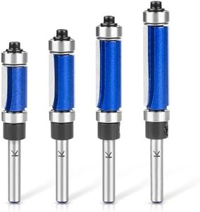 NICAVKIT 4Pcs Top and Bottom Bearing Flush Trim Router Bits Set 1/4 Inch Shank, Carbide Pattern Flush Trim Cut Router bit, 1/2 Inch Cutting Diameter, 3/4", 1", 1-1/4", 1-1/2" Inch Cutting Length