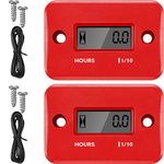 2 Pieces Inductive Hour Meters Digital Engine Meter Automatically Shutdown Tachometers Small Hour Tachometers for Motorcycle Lawn Mower Generator Chainsaws (Red)